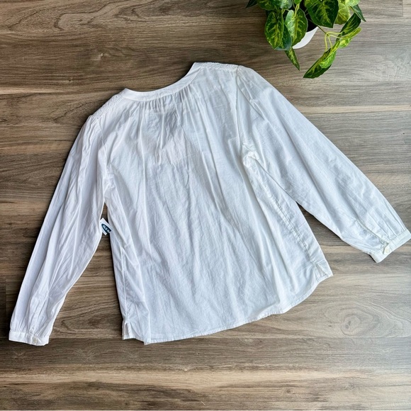 Old Navy White Boho Pintuck Popover Split-Neck Lace-Trim Blouse Size S - Picture 10 of 11
